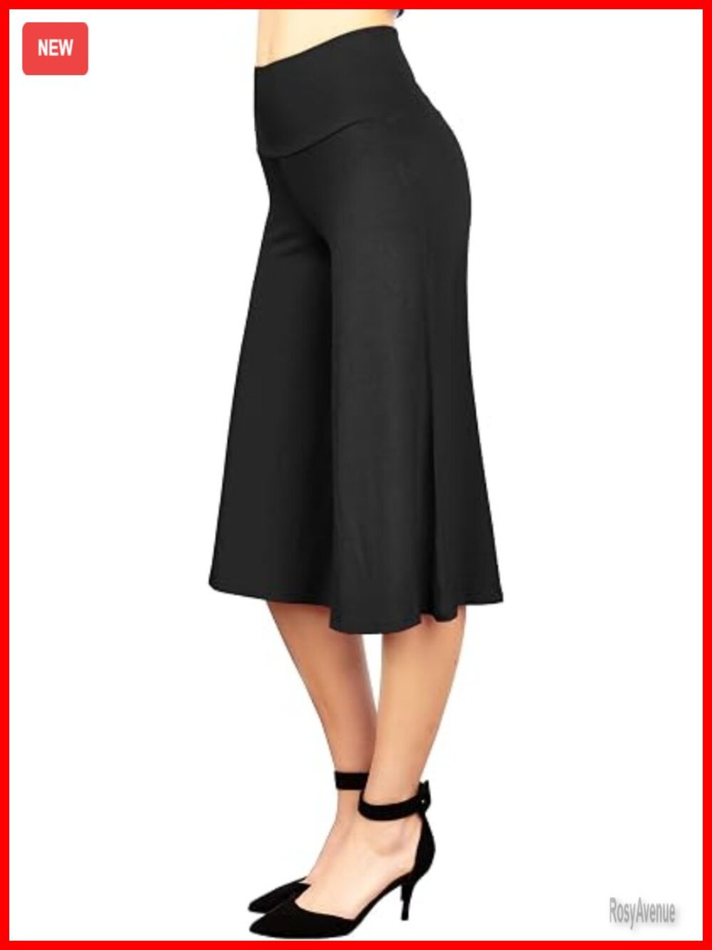 High Elastic Waistband Wide Leg Palazzo Culotte Gaucho Capri Pants S~5XL